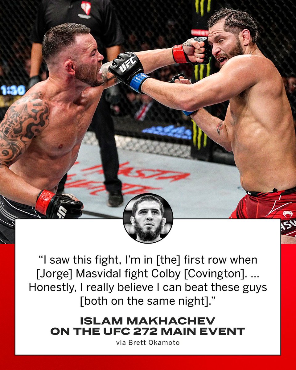 Islam was not impressed by Colby or Jorge at #UFC272 😬

(via @bokamotoESPN)
