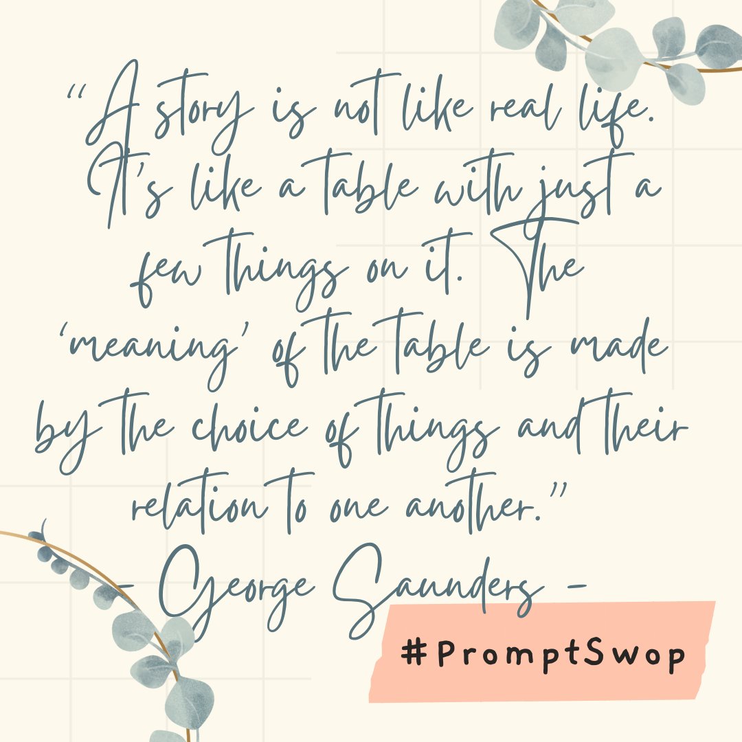 PromptSwop's tweet photo. #PromptSwop #writingprompts #writingcommunity

What story does your table tell? What few things are on it?

What does your character notice? Where is this table and why are they at it? Is your character one of the things on the table? Is your character the table? https://t.co/wxUyDf9FWP