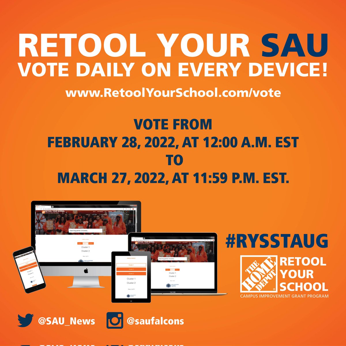 SAU_Athletics's tweet photo. #FalconPride #Time 

Are you willing to support @SAU_News?

WE need ALL of our 6,062 followers to RT this tweet and include #RYSSTAUG

Help us reach 6k then let's celebrate at largest #CIAA @Fa1conFb spring game 

#RETWEEETME #RYSSTAUG https://t.co/X1N6iiLHOL