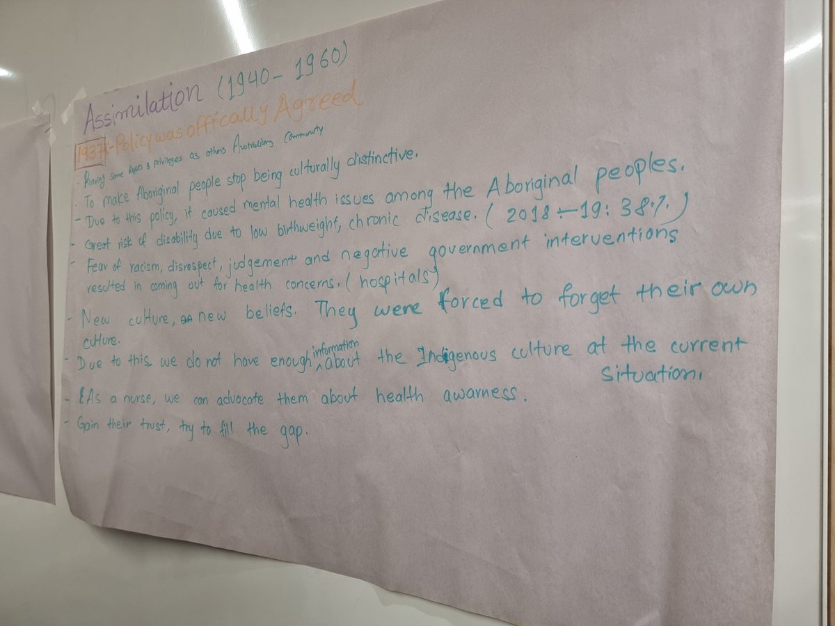 Chen1900FU's tweet photo. #NURSING1008 Today's activity in class was very insightful. Learning about the timeline of Aboriginal history and British invasion. The consequences and affects it has had on the health of Aboriginal Peoples, even in today's society the impacts of the past is still present. https://t.co/YBSfcVH5nF