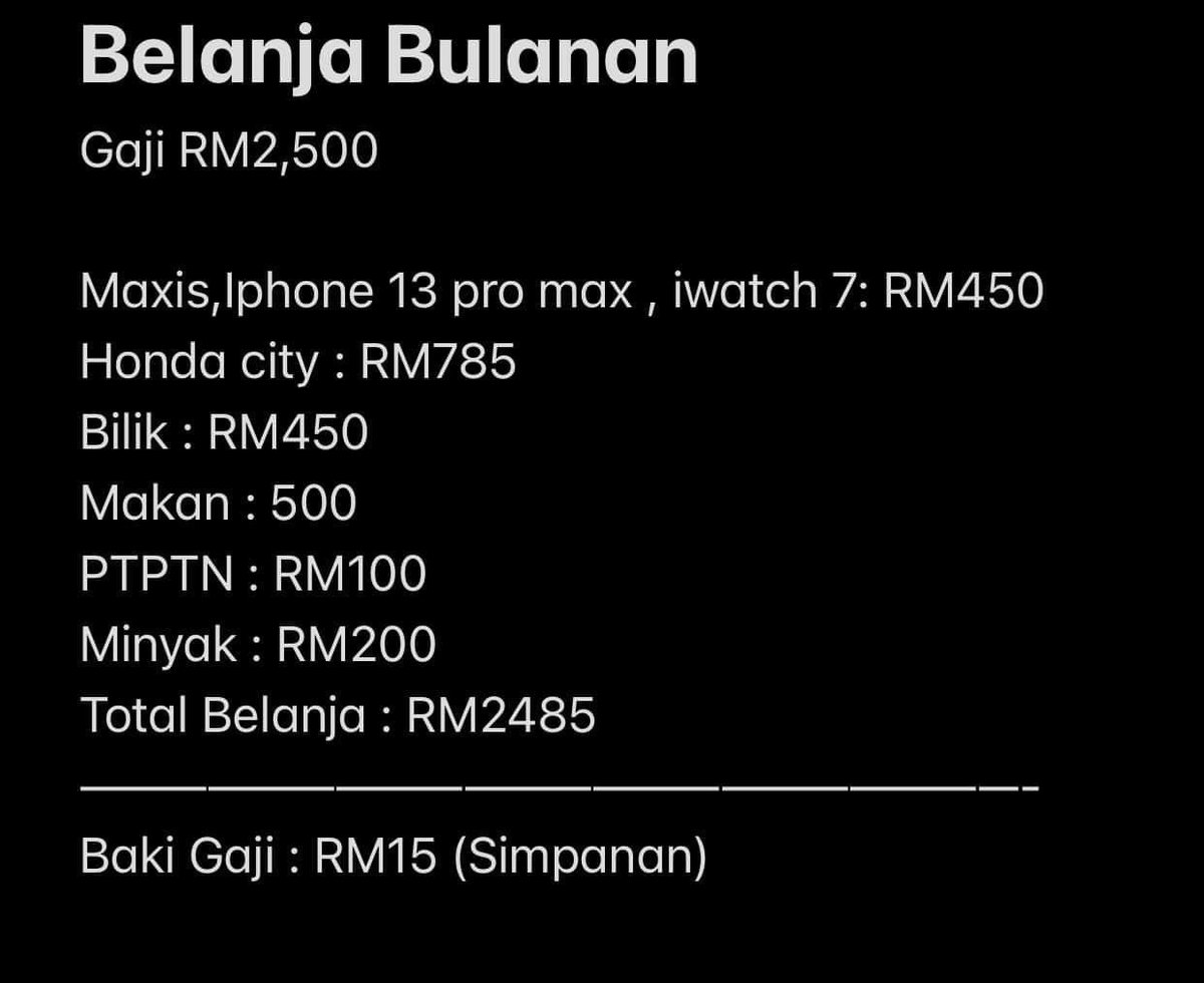 iamajayrahman's tweet photo. Kalau dia tukarkan 2 komitmen tu dengan beli kereta axia RM309 sebulan dan terus beli je iphone xs max cash, rasanya bulanan dia ada lebihan RM926 😎 https://t.co/puaZYAf1qU