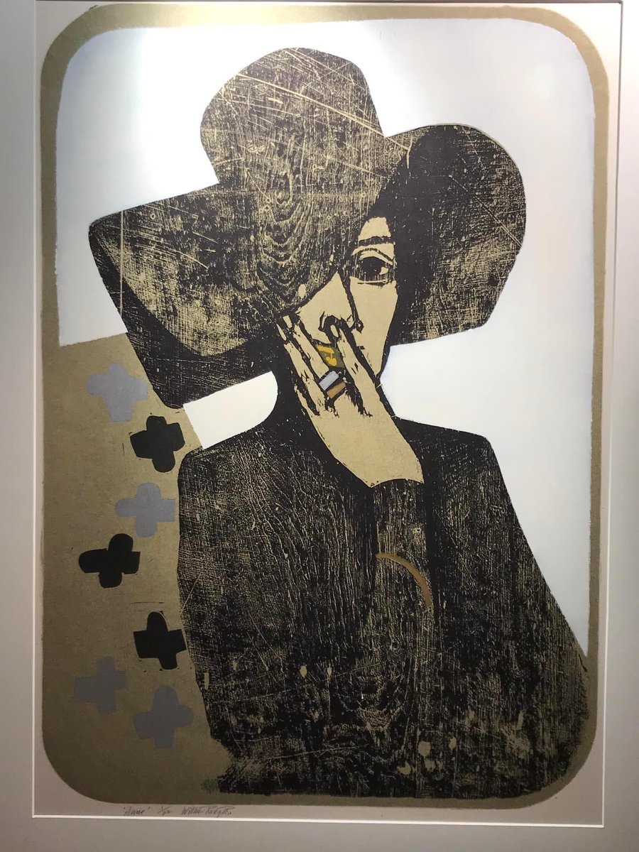 shutt_paula's tweet photo. So good to have some gallery time tonight. Fantastic exhibition : A PASSION FOR ART - Matilda Hall Collector and curator. Founder of @artinhealthcare Check it out at the Macrobert Centre, Stirling. Featured art : ‘Anne’. Willie Rodger, 1970 https://t.co/CUX0CsXRx1