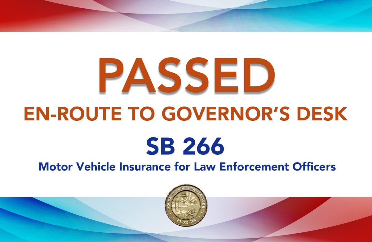 TPFabricio's tweet photo. SB 266 passed the Senate and is en-route to @GovRonDeSantis’s desk for signature. Thank you for supporting Florida’s law enforcement! #backtheblue https://t.co/u0N0i6AL6z