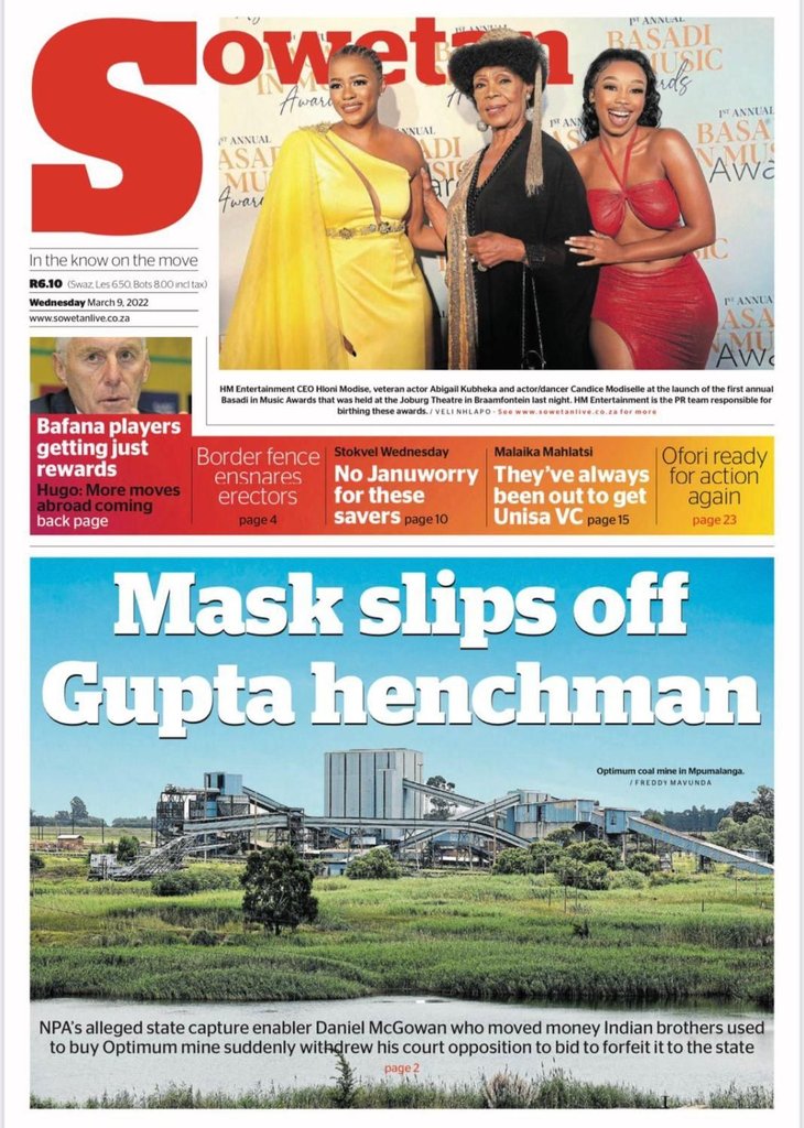 Incase you missed what went down at BIMA launch on the 8th of March 2022 <a href="/joburgtheatre/">Joburg Theatre</a> 🙌 <a href="/hlonza13/">hloni modise</a> Legendary Abigail Kubheka and <a href="/CandieModiselle/">Tumelo Candice Sello</a> made it to the front page of @sowetan_live 👏💯💃
#BIMA2022
#BIMALaunch
#RedCarpetGlam