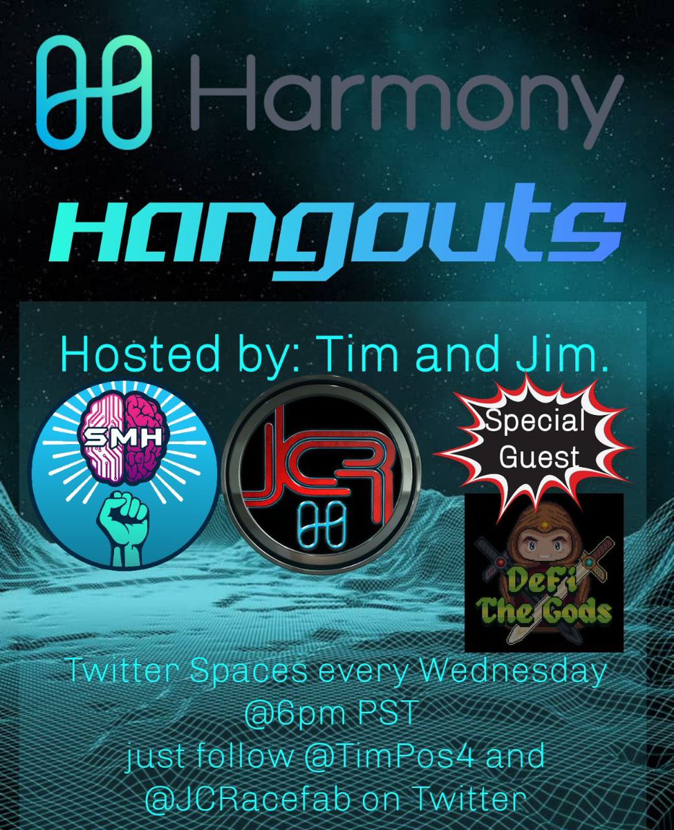 TimPos4's tweet photo. $ONE fam - join me and @JCRacefab tonight on the Harmony Hangouts w/ special guest DeFi:The Gods, a new project on @harmonyprotocol! Starts at 6PM PST, see ya there!
#DTG #ONE #HarmonyONE @DeFi_The_Gods

https://t.co/o8rWTY63yv https://t.co/c4HHLrHjKn