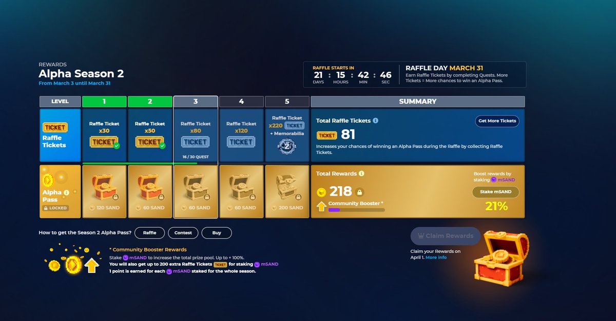 Tlax302's tweet photo. @TheSandboxGame I just participated in the daily #SandboxAlphaS2Contest for a chance to earn up to 1,000 $SAND! Starting March 9 -  Show your Raffle Tickets. Check out my screenshot below! 👇 #SandboxAlphaS2 https://t.co/KJkhokwu9z