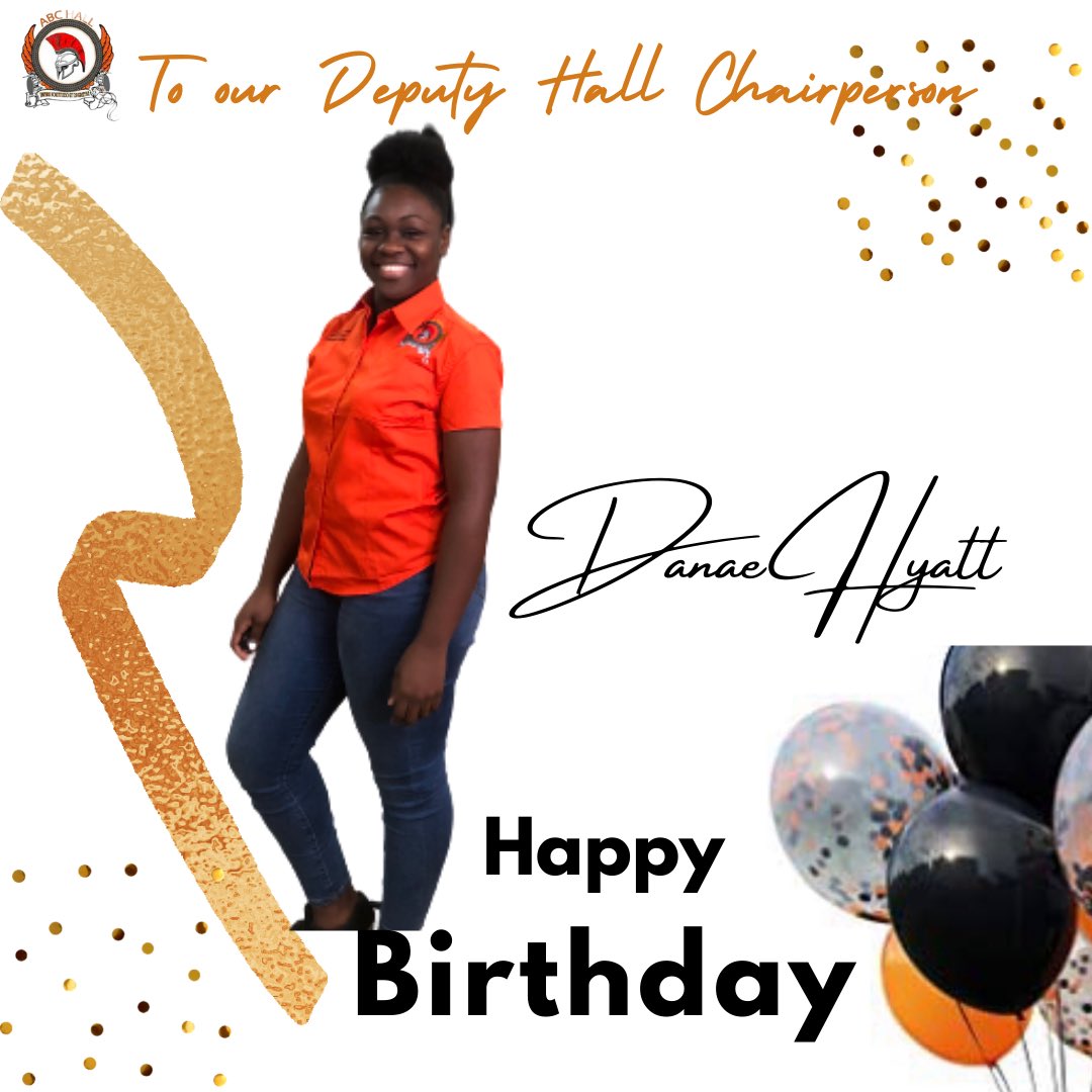 abchalluwi's tweet photo. Happy Birthday to our Deputy Hall Chairwoman, Deputy Chief Major Hyatt!!!🎊🎉🎊🎉 We hope your day has been awesome so far💯
@destined_danae https://t.co/9zuSnopfvH