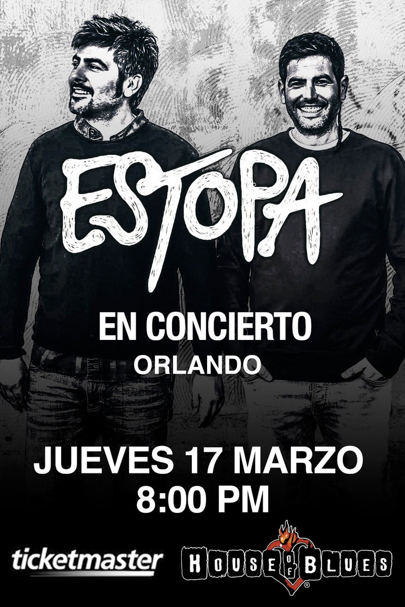 ghoghos's tweet photo. 👋 Atentos en #Orlando, los @estopaoficial (David y José Manuel Muñoz) se presentarán el 17 de Marzo, en @HOBOrlando 

Traen bajo el brazo las nuevas canciones de su último álbum #FUEGO🔥y claro, todos sus clásicos!

Conseguí tu ticket! (Link en bio)
🎟
https://t.co/S4JldNtloN https://t.co/KN77Mo4X1q