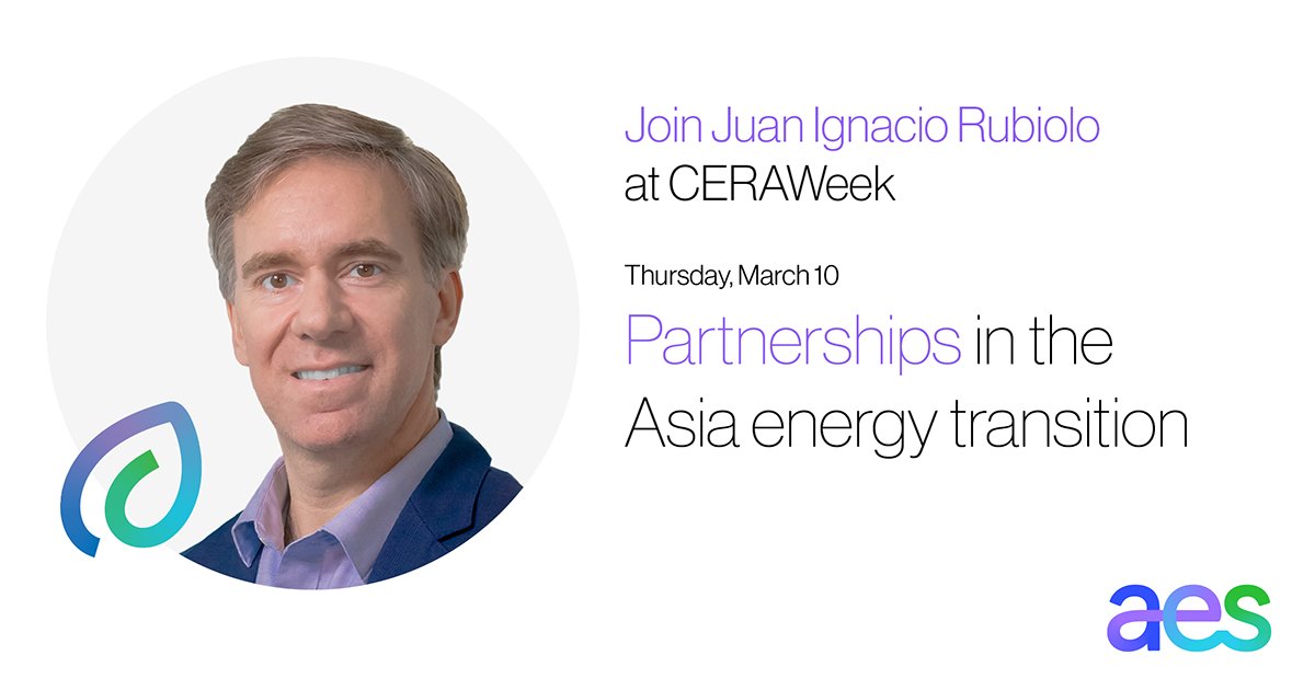 TheAESCorp's tweet photo. Learn how we’re partnering to accelerate the future of energy in India &amp; beyond at the “Partnerships in the Asia Energy Transition” @CERAWeek session with #AES President of International Businesses Juan Ignacio Rubiolo. Details: https://t.co/0Ib4VrpauG

#CERAWeek2022 #IHSMarkit https://t.co/2xmNpRjl5a