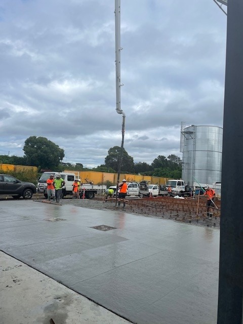 Peloton is straight back into work with our first chance to pour concrete yesterday after three weeks of rain at our Manildra Project.