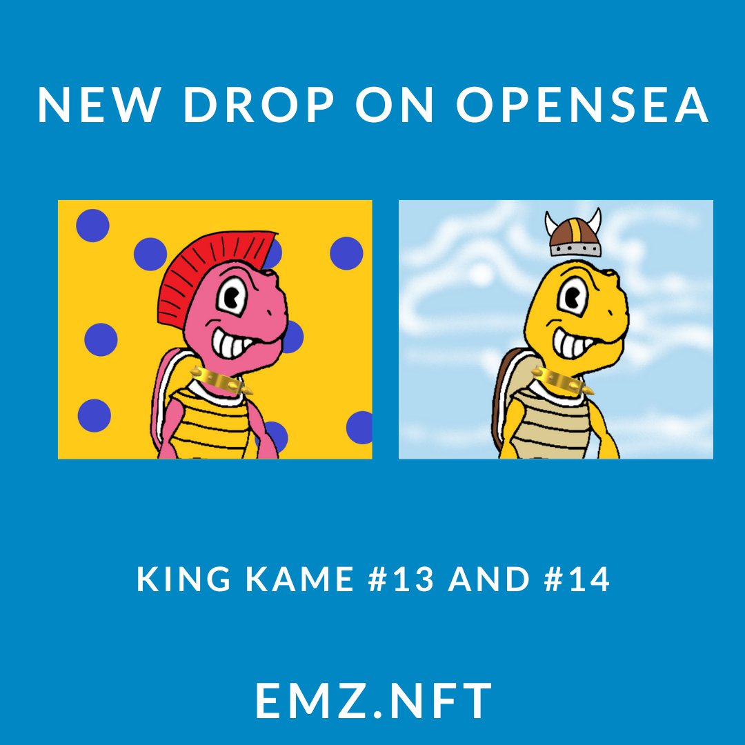 emznft's tweet photo. King Kame DROP in #OpenSea! Starting in .002 eth 
#nft #kingkame #nftcollection #NFTdrop #nfts #nftcommunity https://t.co/vzwqYajHHI