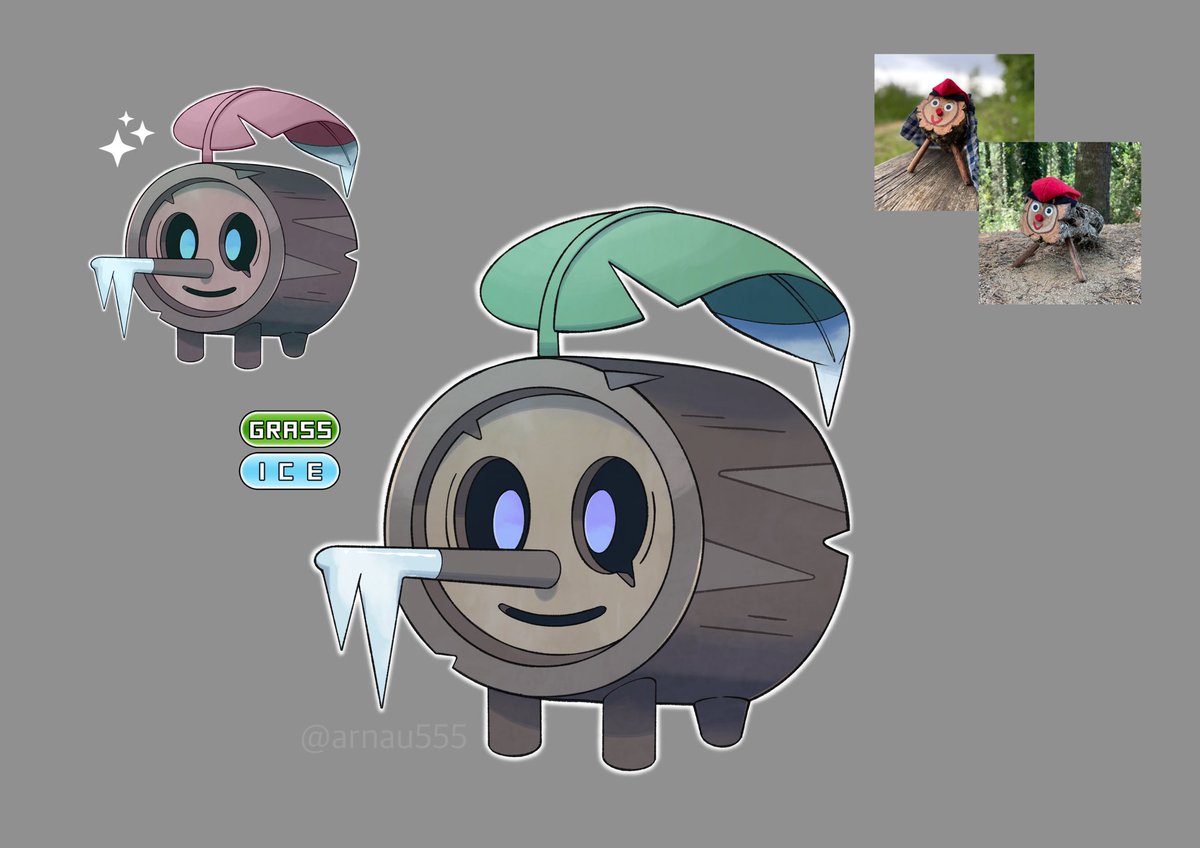 arnau555's tweet photo. Frostio. Grass / Ice baby Pokémon based on the ‘Tió de Nadal’ from Catalunya’s folclore.

#PokemonScarletViolet #Pokemon https://t.co/GGZ8r7bVbN