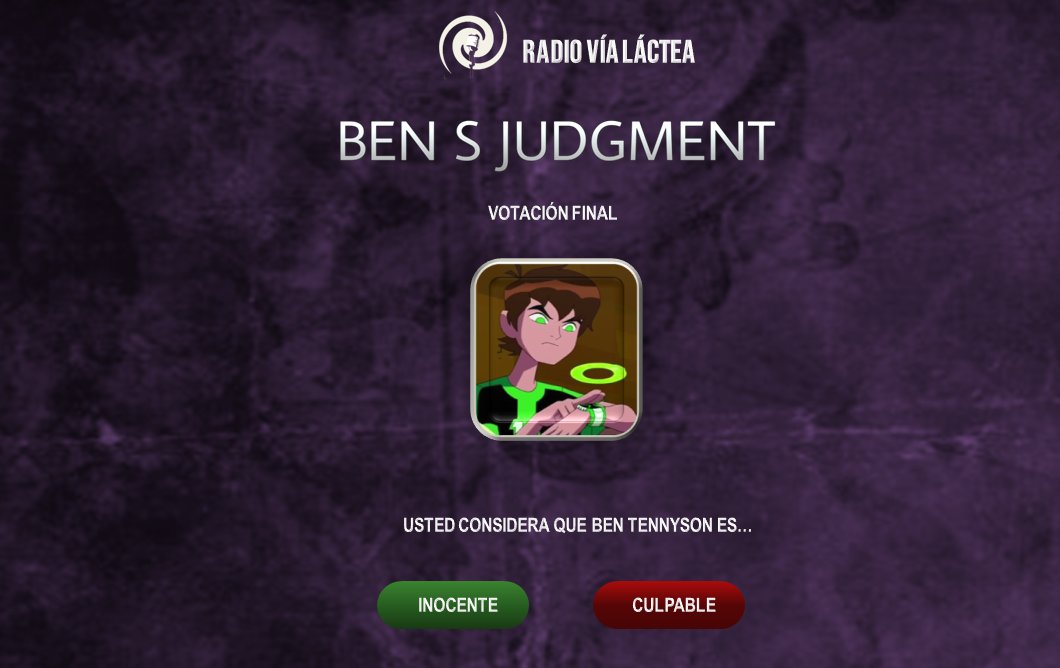 RViaLactea_DBZ's tweet photo. 𝐄𝐒𝐏𝐄𝐂𝐈𝐀𝐋 ''𝐓𝐔́ 𝐄𝐑𝐄𝐒 𝐄𝐋 𝐉𝐔𝐄𝐙''.

𝐔́𝐋𝐓𝐈𝐌𝐀 𝐕𝐎𝐓𝐀𝐂𝐈𝐎́𝐍.

¿Considera usted que Ben Tennyson (@iFxrcOmnitrix) es culpable, o inocente?

¡Citen este tweet con CULPABLE O INOCENTE usando el HT del evento!

#BenSJudgement #RadioJuicios #RadioInforma https://t.co/YRSy5Fy8Ah