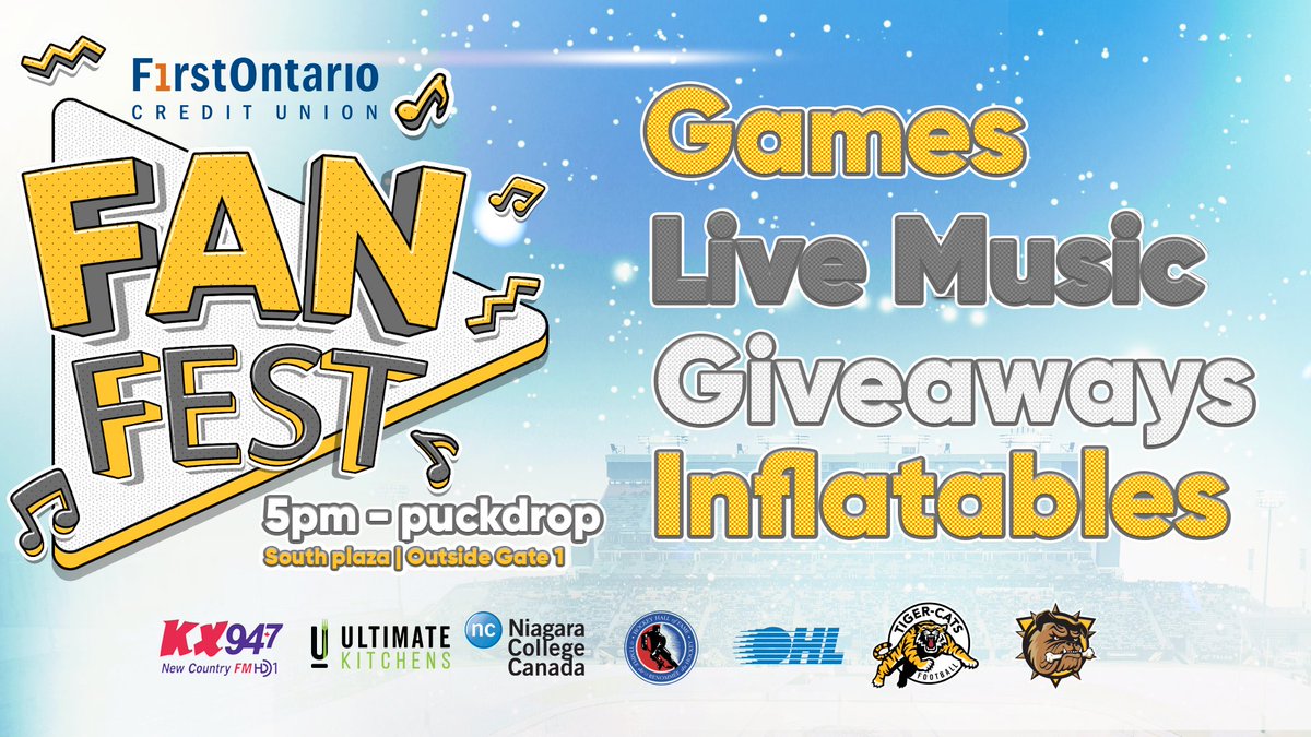 BulldogsOHL's tweet photo. More great things to do at the Outdoor Showcase this Monday.
Join us for @FirstOntarioCU Fan Fest before gates open. Grab some giveaways, play some games and more.
ποΈ https://t.co/WClYvNBDOX https://t.co/X2nb2T06m7