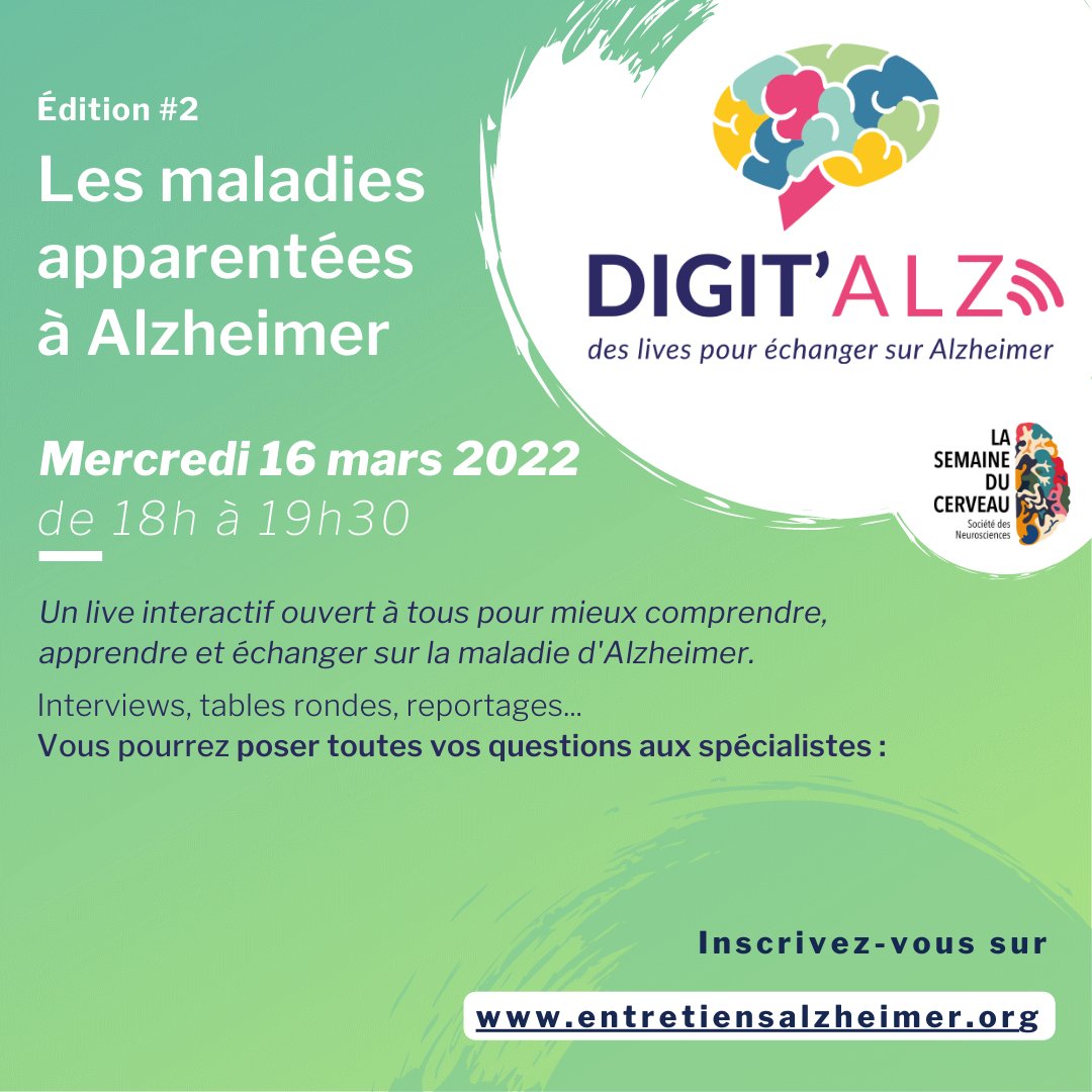 a2mcl's tweet photo. La deuxième édition #digitalz aura lieu le mercredi 16 mars avec notamment l'intervention de @BlancFrdric7 et @LinaresPhilippe sur la maladie à #corpsdeLewy #MCL
Pour s'inscrire, c'est ici 👇 https://t.co/1jjoScbZCe
@Semaine_Cerveau @Alzh_Fondation https://t.co/S9o9NOG1wh