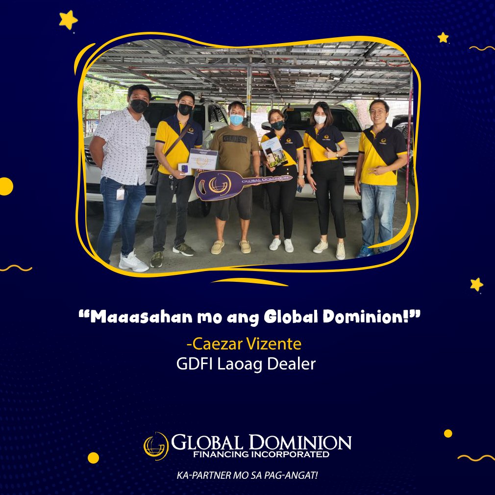 gdfitweets's tweet photo. Si Caezar ay dating hospital pharmacist na ngayon ay isa na sa mga loyal and top dealers ng GDFI Laoag. Kami at si Sir Caezar ay #KaPartnerMoSaPagAngat.
Achieve your goals now through our affordable loans and services!  https://t.co/XbpevEFT1d
#GoDreamer #KaPartnerMoSaPagAngat https://t.co/Wdm0qzHysS
