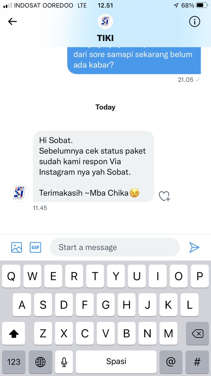 giwardana's tweet photo. @IdTiki Yakin status paketnya sudah direspon di IG? https://t.co/Mi8c7OpW1Z