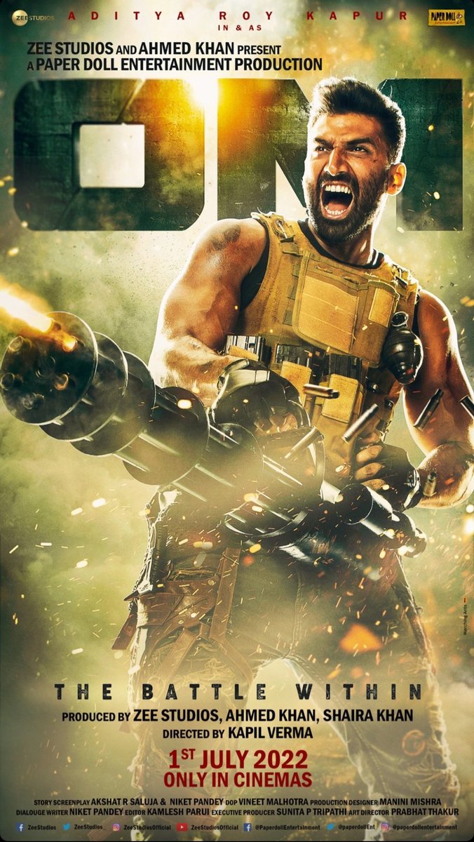 ark_kingdo's tweet photo. ADITYA ROY KAPUR: 'OM' RELEASE DATE + FIRST LOOK POSTER... #Om: The Battle Within - starring #AdityaRoyKapur and #SanjanaSanghi - to release in *cinemas* on 1 July 2022... Directed by #KapilVerma... Produced by #ZeeStudios, #AhmedKhan and #ShairaKhan... #FirstLook poster... https://t.co/lOJizZLMuV