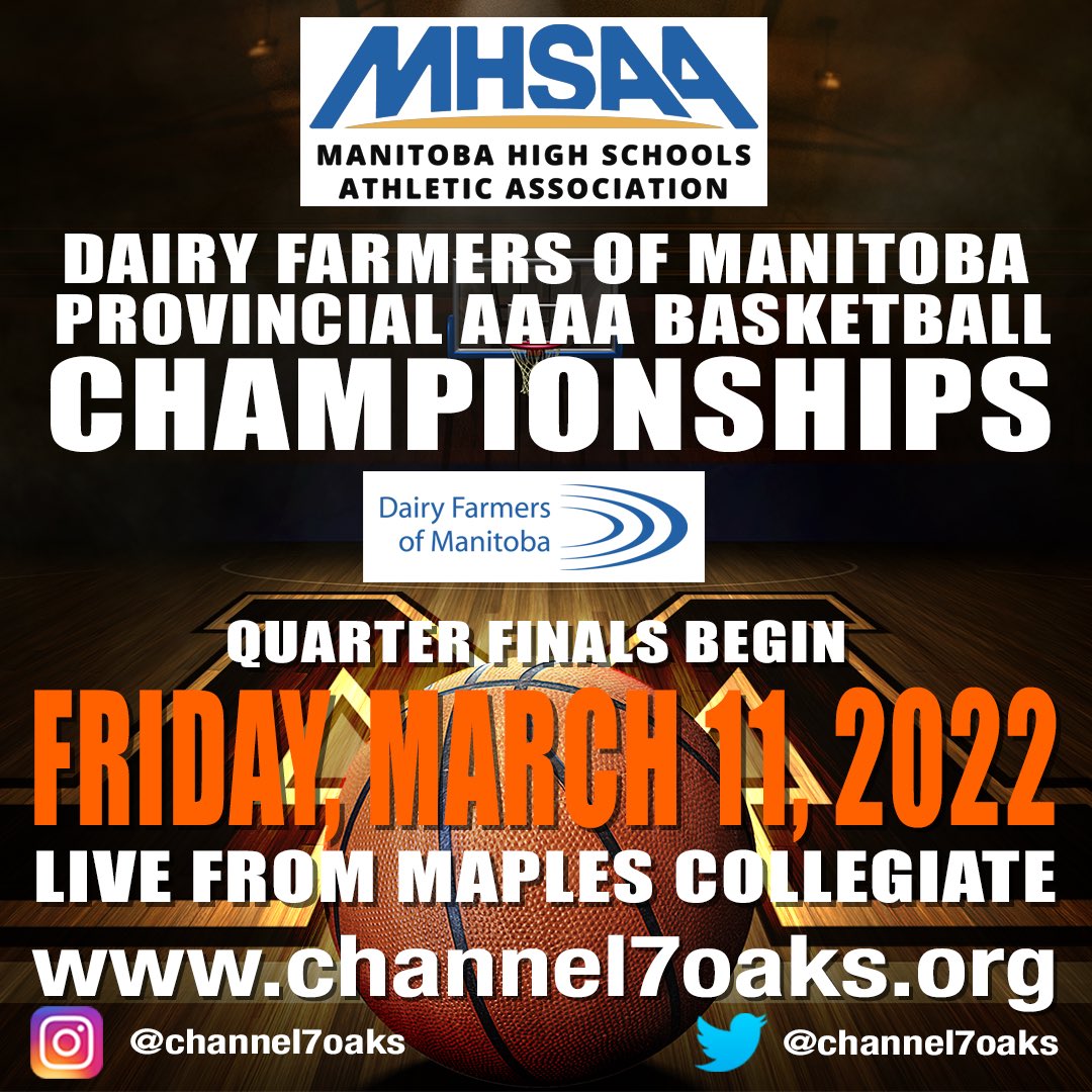 Here we go! Four broadcast dates! March 11, 12, 17, 19. Follow on Instagram for updates.<a href="/Maples1330/">Maples Collegiate</a> @7OaksSchoolDiv <a href="/basketballmb/">Basketball Manitoba</a>