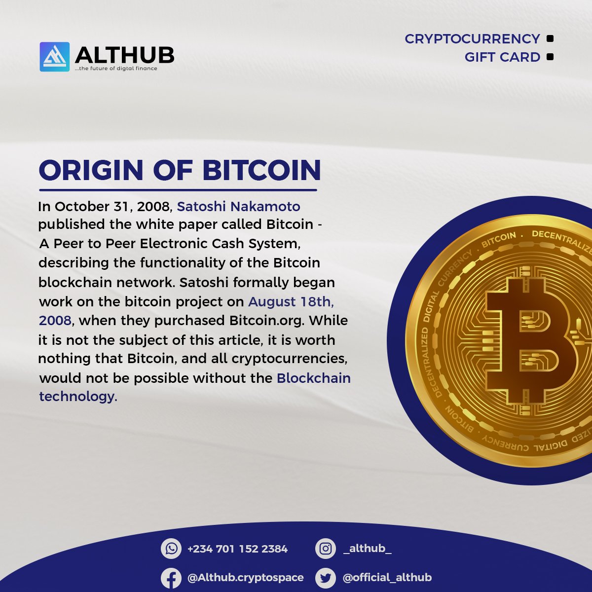 officialalthubs's tweet photo. Origin of #Bitcoin
#cryptocurrency #fintech #nftart #althub https://t.co/Ez314TKMCJ