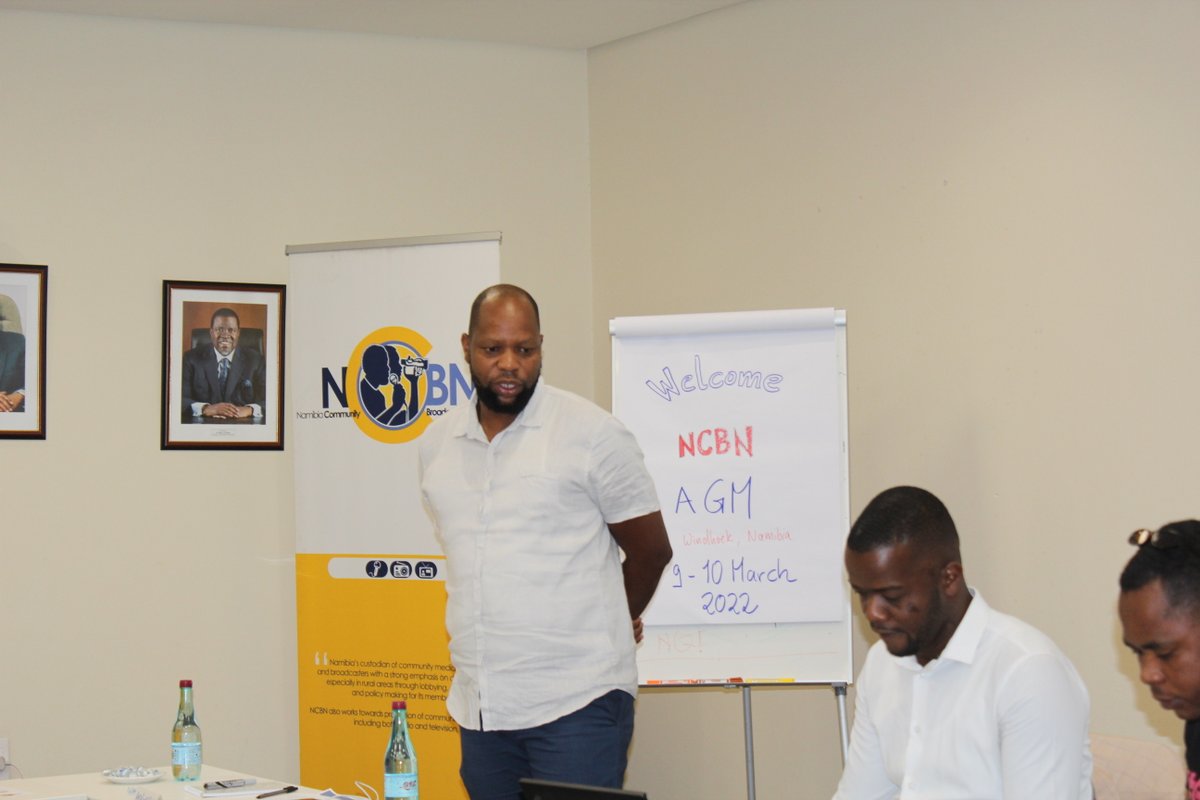 NCBN_Namibia's tweet photo. The NCBN concluded the the first day of our Our Annual General Meeting [AGM] 2022. Members from 10 community media institutions (9 radios and 1 online publisher) are in attendance. Today is the elective congress of the board. 

AGM powered by: @dw_akademie https://t.co/1HjgnMuVrn