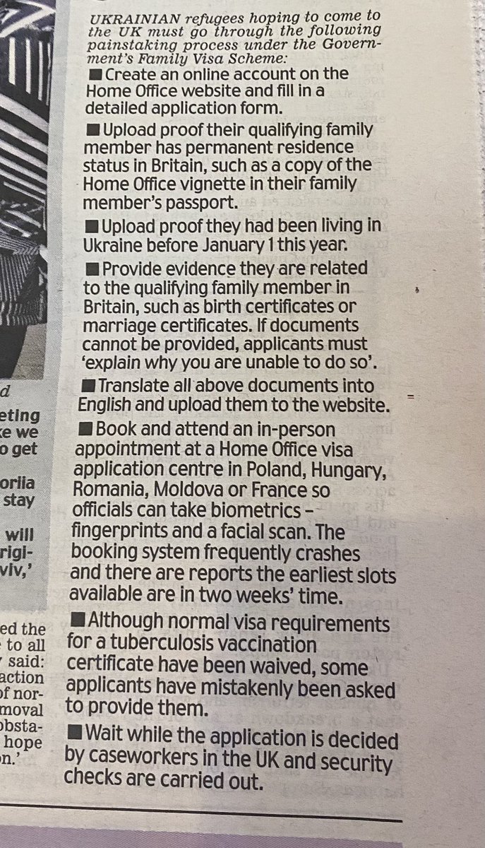 vicderbyshire's tweet photo. As reported in today’s @DailyMailUK this is what Ukrainians need to do to apply for a visa to come to the UK https://t.co/Pku1MwV16R