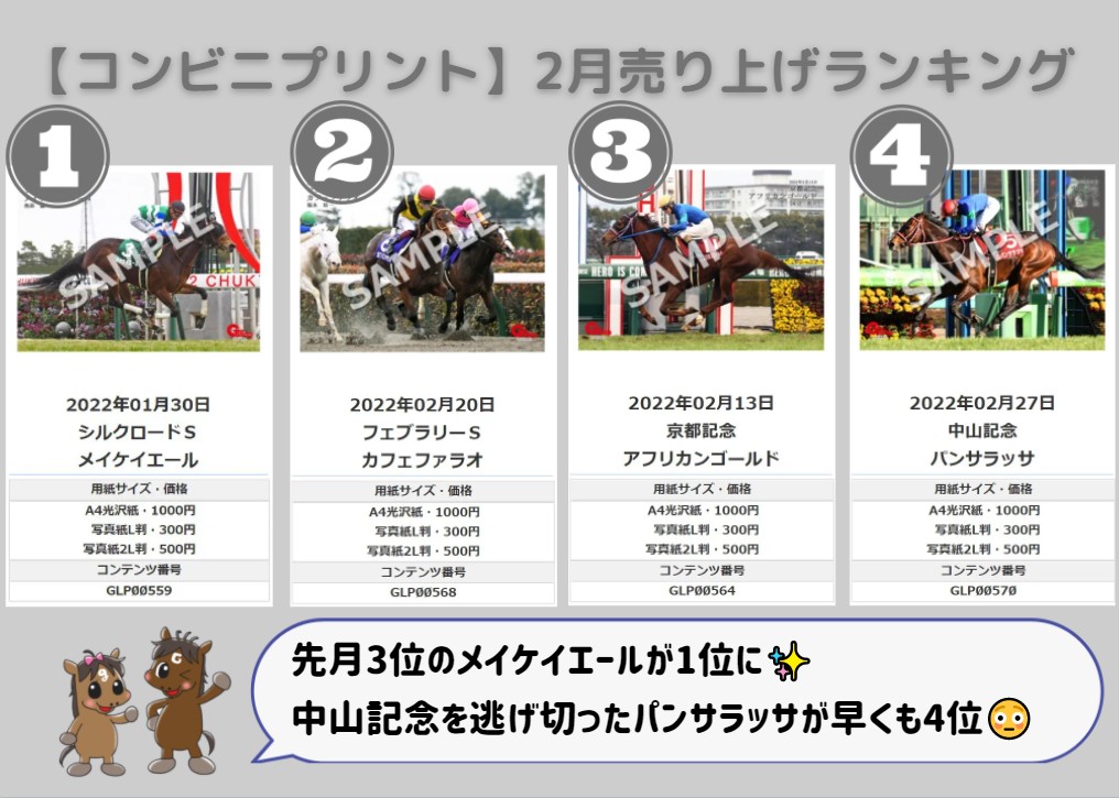 📷コンビニプリント📷 2022年2月売り上げランキング🏆 🥇メイケイ