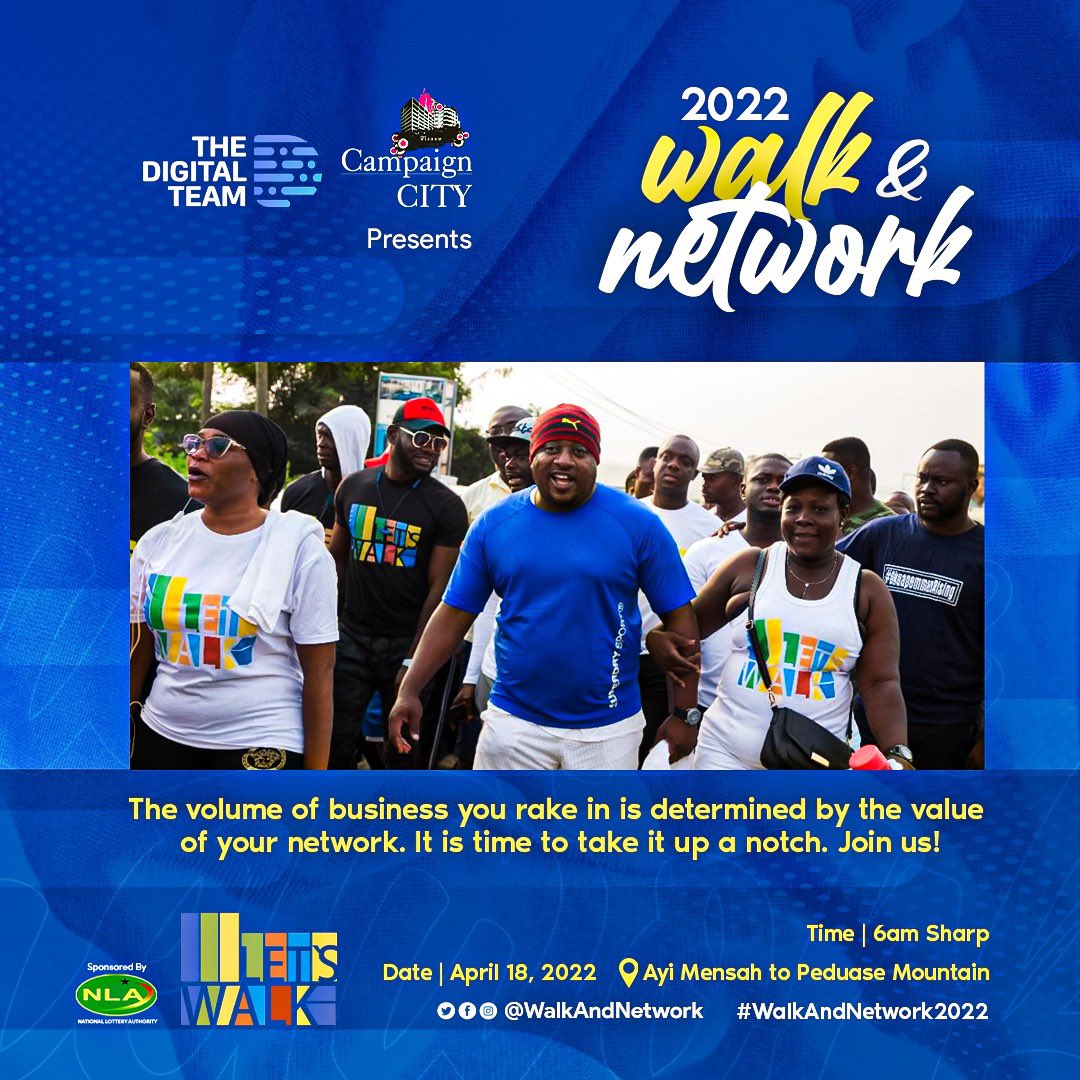 DigitalTeamGH's tweet photo. Don’t be left out! Come and let’s have fun. #WalkAndNetwork2022 https://t.co/kaww6liGoD