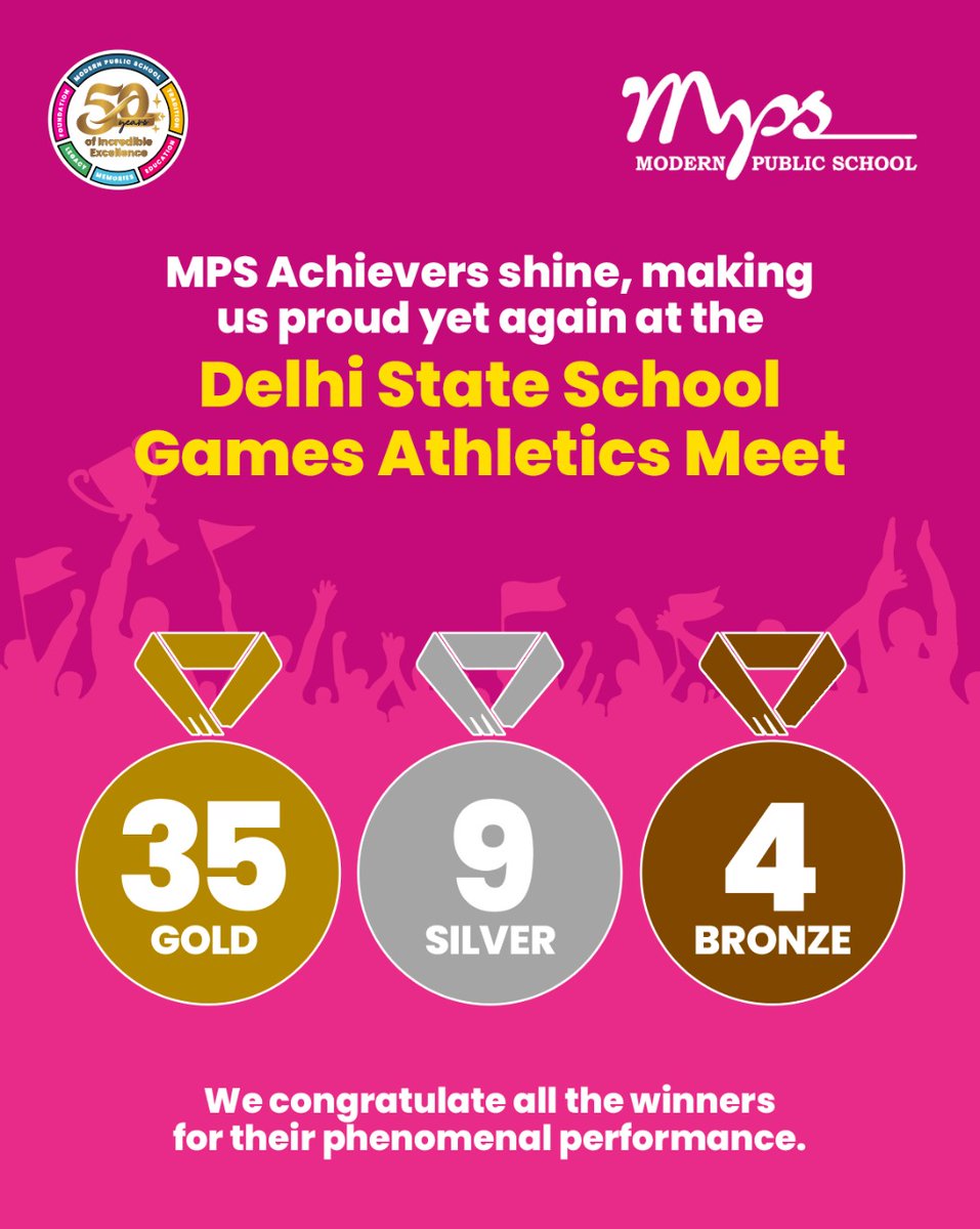 mpsshbagh's tweet photo. #FitnessCurriculum
Even the pandemic wave cannot stop #Modernities. We have won 47 Gold 🥇, 15 Silver🥈, 6 Bronze🥉 medals, and made six new #MeetRecords at the #DelhiStateSchoolGames and #DelhiStateOpenAthleticsMeet held at #Chattarsal and #JLN Stadium respectively. https://t.co/mNPpv6F3bf