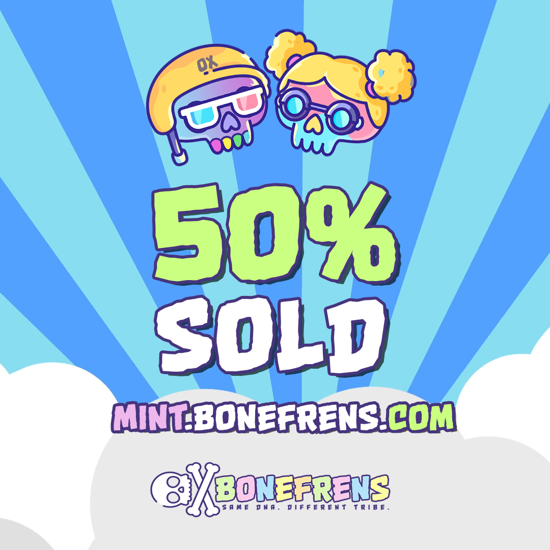 BONEFRENSNFT's tweet photo. ☠️BONEFRENS☠️ 

We minted 50% of our supply!

Come get your own BONEFREN for just 0.01E
https://t.co/LxFcZgNaYT

Doxxed Team. Solid roadmap. Merch upcoming April!

#bayc #mayc #DoodlesNFT #NeoTokyo #tastybones #CoolCats #GutterCatGang #KaijuFrenz #kaijukingz #deadfellaz #cartoons https://t.co/hkwGITfSgO