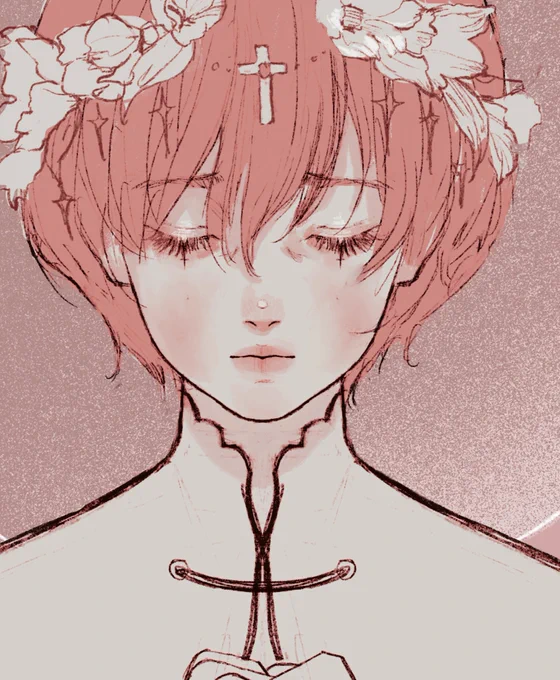 長い睫毛の子を描いています 