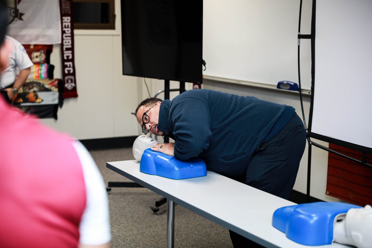 SacRepublicFC's tweet photo. Thank you to our friends @MedicAmbulance for coming out to our training facilities and providing vital information to our squad with a CPR session. #IndomitablePartner https://t.co/O8OcckAQZO