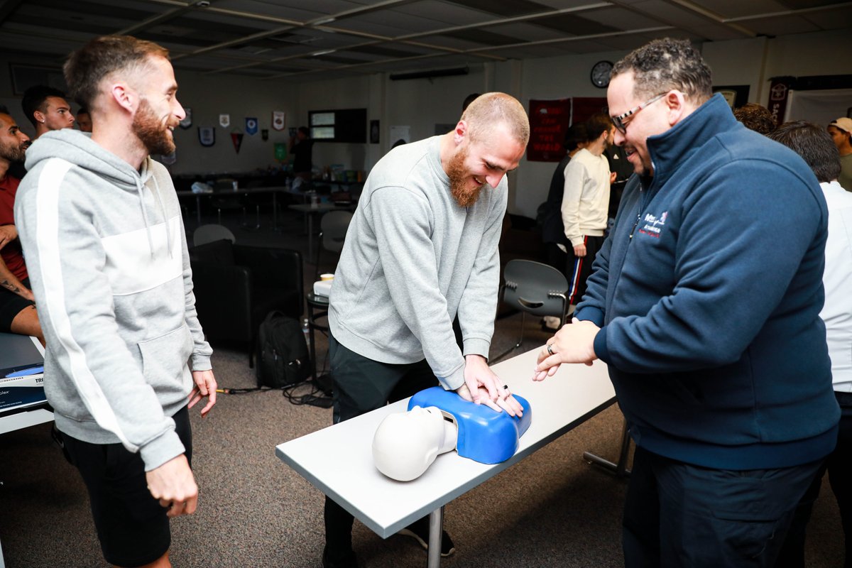 SacRepublicFC's tweet photo. Thank you to our friends @MedicAmbulance for coming out to our training facilities and providing vital information to our squad with a CPR session. #IndomitablePartner https://t.co/O8OcckAQZO
