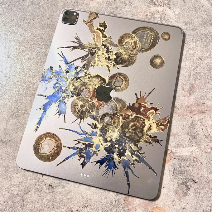 iPadにアルコールインクアート施しました。最高の相棒だ 