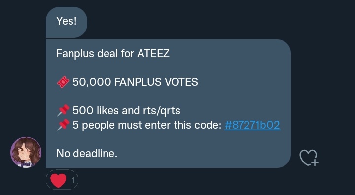 CariagaJimena's tweet photo. Attention ATINY &amp; EVERYONE!!
Fanplus deal for  ATEEZ  from @violet_gives
WE NEED 500 LIKES AND RTS/QRTS.
AND USE THIS REFFERAL CODE  #87271b02
 ON YOUR FANPLUS ACCOUNT, you can dm me the proof or comment it here.
I am asking carats also for help, pls help us😭
Tag ur friend💖 https://t.co/V0bZcjvEZp
