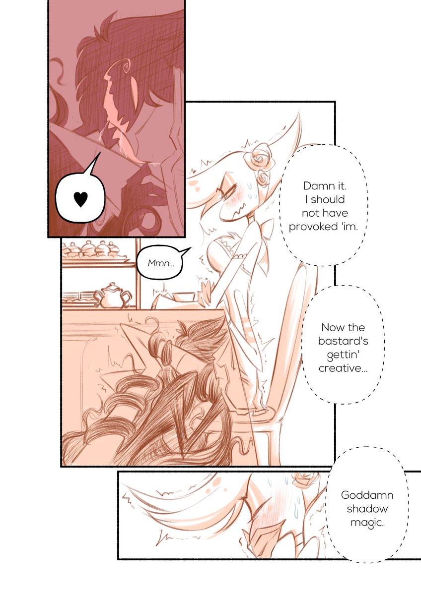 psychicpains's tweet photo. Here is the entire thread of the newly titled 'Consolation Prize'! It's nearly done with a small chunk of pages left to do. 
🔞Mature stuff ahead🔞 Censoring is there for a reason lmao. #radiodust #HazbinHotelNSFW 
Pgs. 1-4 https://t.co/A5pnUMpfmW