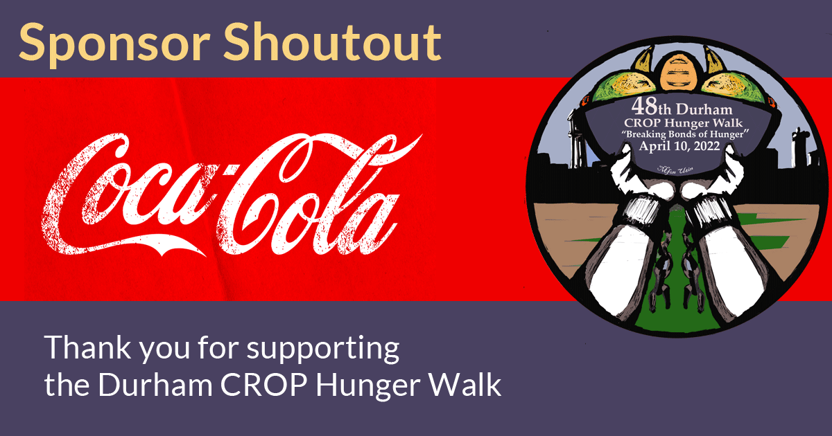 CROPWalkDurham's tweet photo. Sponsor Shoutout!

We would like to thank @CocaCola for their support of the Durham CROP Hunger Walk! Thank you for your partnership in the fight against hunger!

#EndHunger #DurhamNC #DurhamCROPHungerWalk https://t.co/WsJMdDBpr2