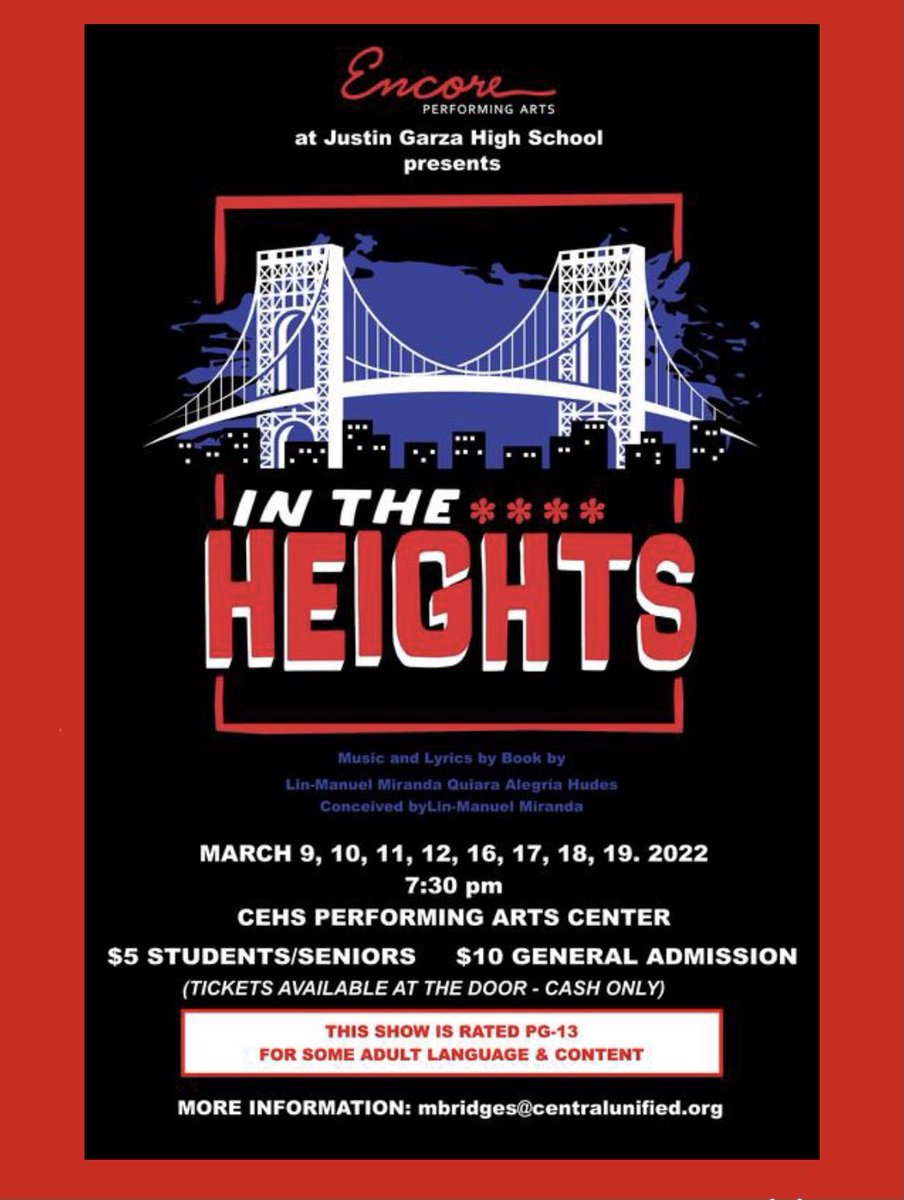 Come support JGHS drama program’s musical of “In the Heights.” #WeAreJG