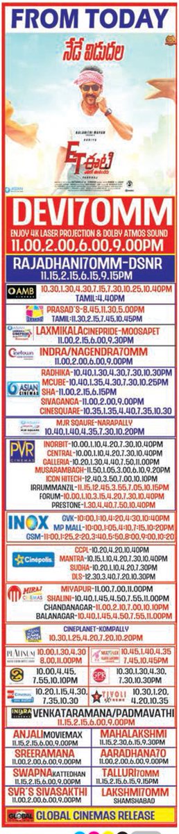 SuriyaFansTeam's tweet photo. • #EvarikiThalaVanchadu Releasing Today - Nizam &amp; Telangana Theatre Lists | #ETFromToday | #ETFDFS 

#EtharkkumThunindhavan | @Suriya_Offl | @vrindaprasad https://t.co/V7z2sBI7Rd