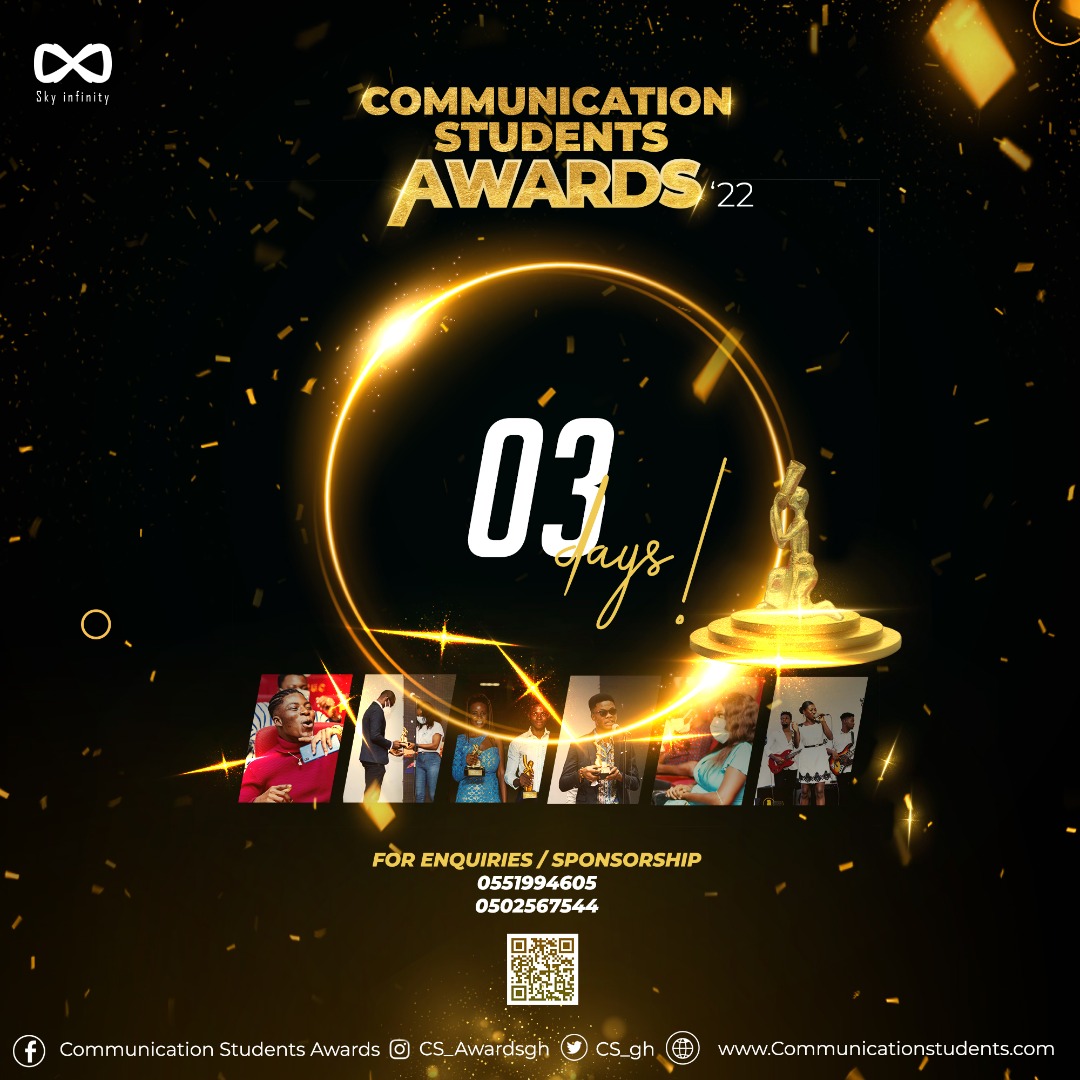 CSA_gh's tweet photo. Nominations for the 3rd edition of communication students Awards ends in 0️⃣3️⃣ days.

Visit https://t.co/P2l9zoR1Xx

Or WhatsApp 0206841265 

to Nominate yourself or someone. 

#CSA22 #CSAwards22 https://t.co/spLK5dXlag
