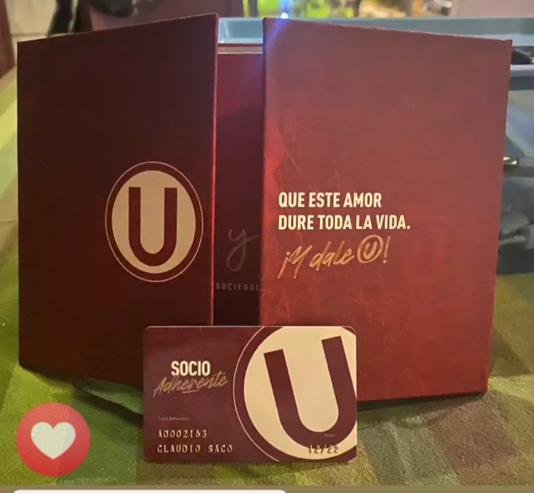 Claudio95170758's tweet photo. Oficialmente socio adherente de mi Cl(U)b amado. 
Gracias @Universitario por permitirme ayudarte de alguna manera en este duro momento. 
#SocioAdherente 
#embajadur 
#yunofeliz https://t.co/EkzzSdcvOa
