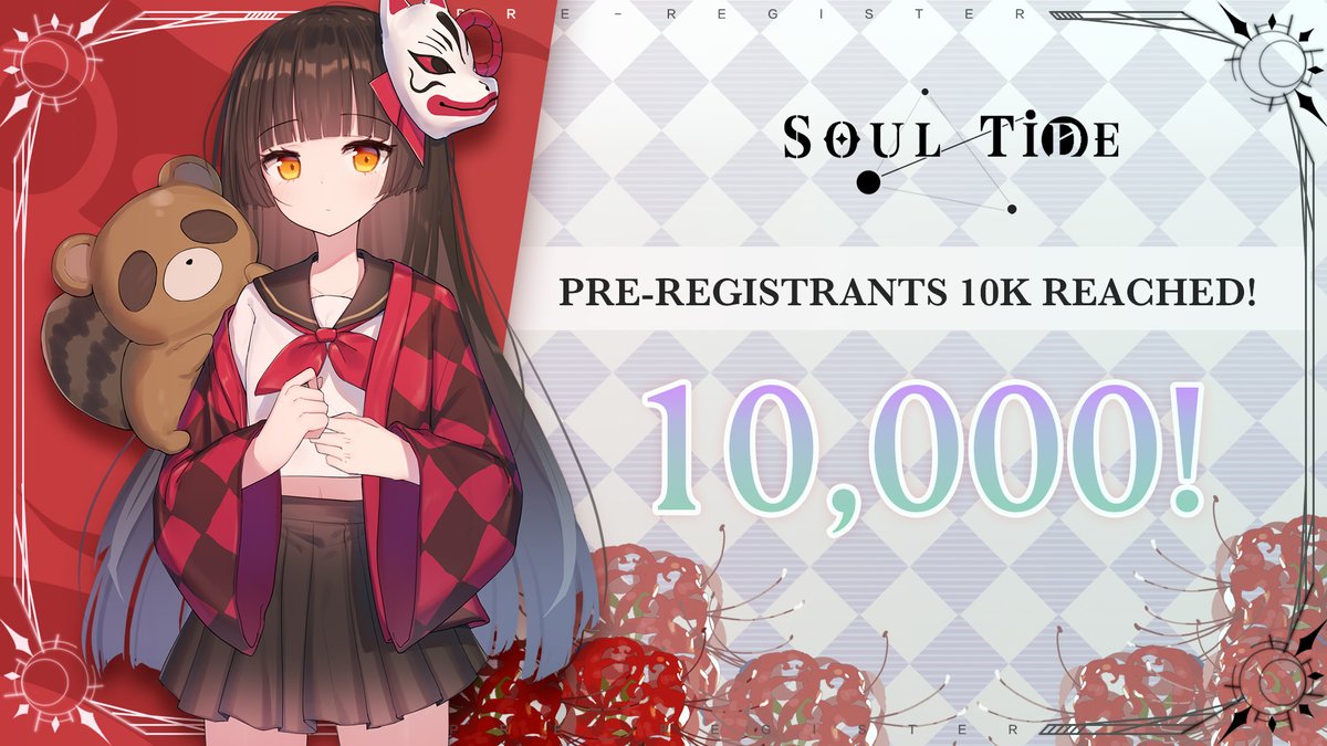 SoulTide's tweet photo. We've now reached 10k total pre-registrants on our Google Play Store and App Store! Thank you for your support, evokers. 

On top of the original pre-register rewards, something special will be given away if we hit our final goal, 50k pre-registrants! So, let the word be spread~ https://t.co/1sqwdysiMr