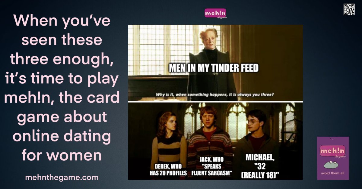 mehnthegame's tweet photo. We've got a few Harry Potter ones in the queue #harrypotter #mehn #dating #onlinedating #wizards https://t.co/9VSP1ulPR4