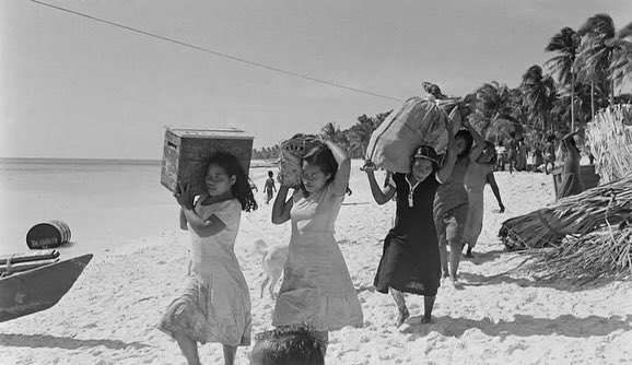 nuclear_RMI's tweet photo. On March 7,1946 the people of Bikini Atoll were moved from their homeland to make way for the testing of 23 nuclear weapons by the U.S.  government. Today, 76 years later they have yet to return back to their homes due to the remaining radiation levels. 
#RMINuclearLegacy https://t.co/2E9rg5MNti