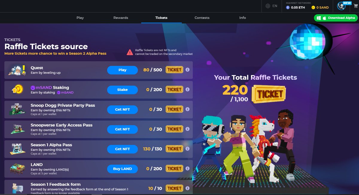 bipo2521's tweet photo. @TheSandboxGame I just participated in the daily #SandboxAlphaS2Contest for a chance to earn up to 1,000 $SAND! Starting March 9 -  Show your Raffle Tickets. Check out my screenshot below! 👇 #SandboxAlphaS2 https://t.co/9SAQR9zEbc