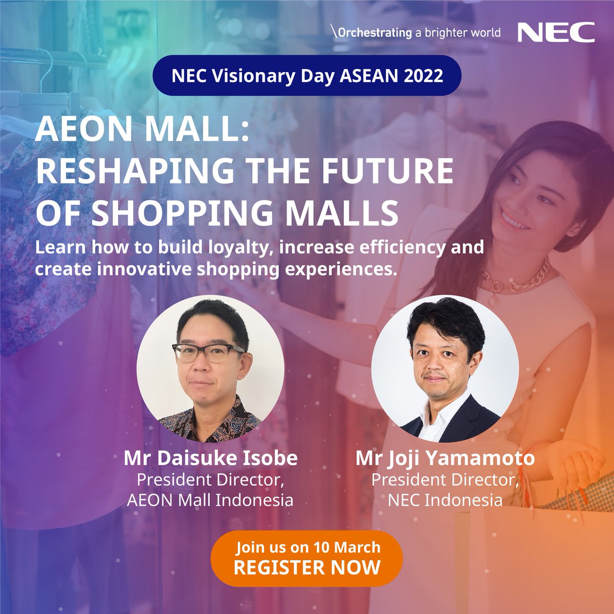 NEC_APAC's tweet photo. How can a shopping mall chain respond to the challenges during Covid-19? Learn how technology can be used to identify opportunities during such difficult times. Session is now LIVE, login now! https://t.co/MFRAWdgWPw