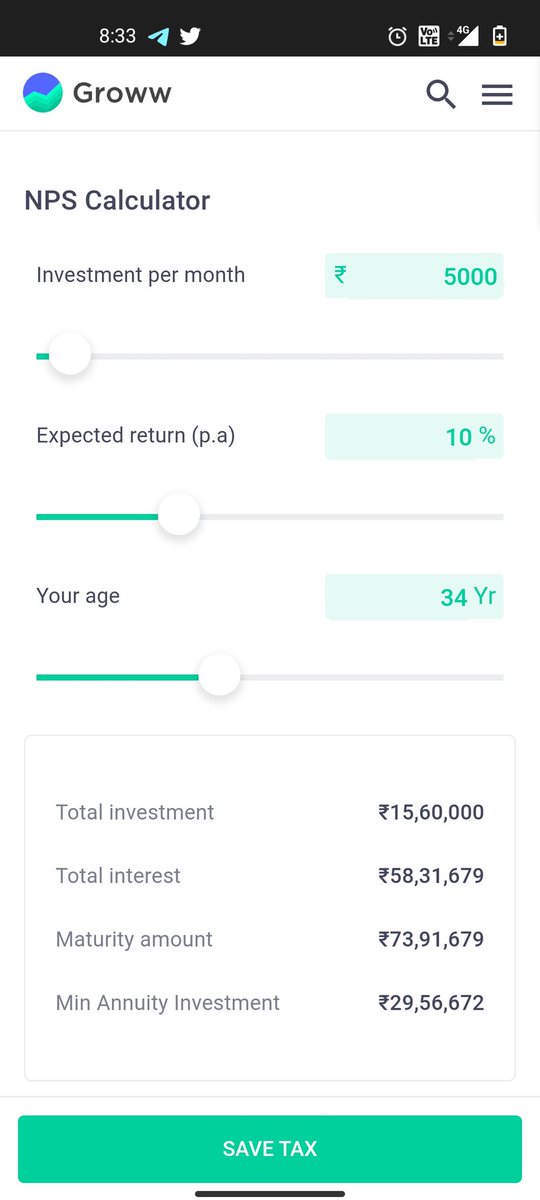 bagtharia1212's tweet photo. @anantladha25 @PaytmMoney @SridharVarun @Zedaculous I have invested 30000 to nsp, and i think it's good option for tax saving and investing too. But i need your opinion on this. Mota bhai please share your thoughts. I have added NPS calculator, please check and advise me https://t.co/SmJZ6z40M6