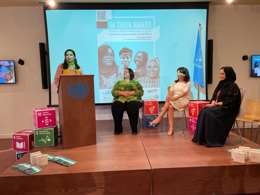 Delighted to have spoken at the inspiring photo exhibition “In Their Hands: Women Taking Ownership of Peace” - A joint initiative by <a href="/UN_Women/">UN Women</a> #DPO <a href="/UNDPPA/">UN Political and Peacebuilding Affairs</a>➕#international <a href="/photoville/">Photoville</a> photo festival pays homage to the important role of women in peace &amp; security processes.#IWD2022