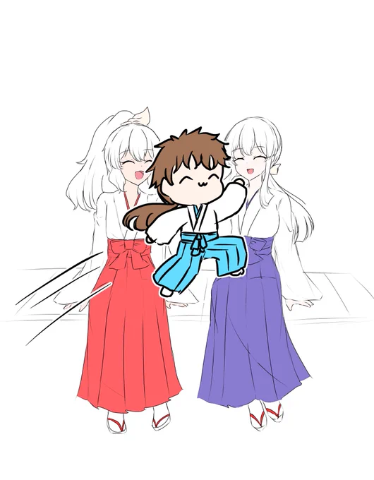 if天宮城姉妹描いててしんどくなったので神主さんにじゃましてもらいました 