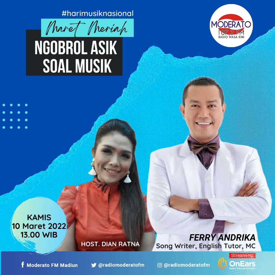 Maret Meriah, dalam rangka Hari Musik Nasional, dengerin yukkk "Ngobrol Asik Soal Musik" via streaming aplikasi OnEars dan pesonamoderato.com 

#HariMusikNasional